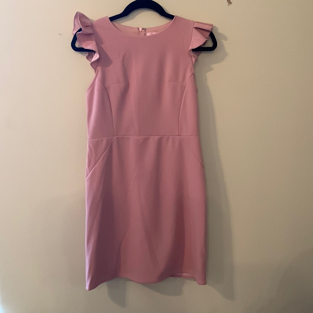 Mauve Pink Lily Dress with flutter sleeves